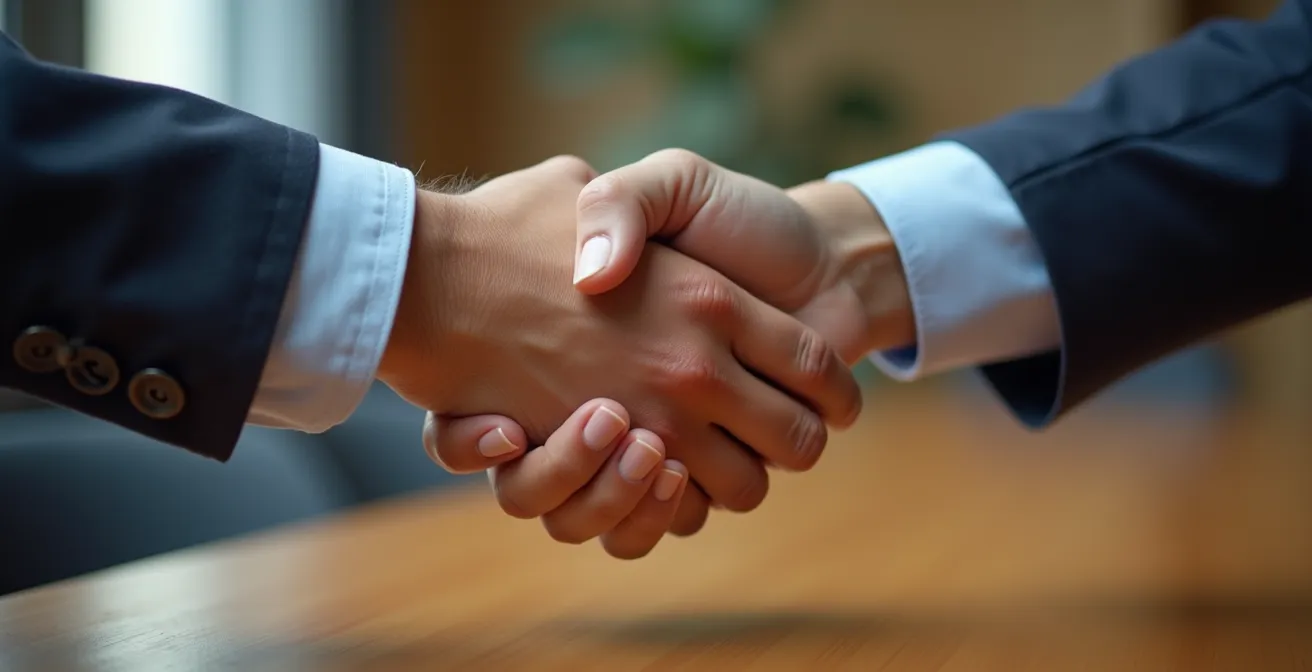 Poignée de main professionnelle symbolisant l'accord